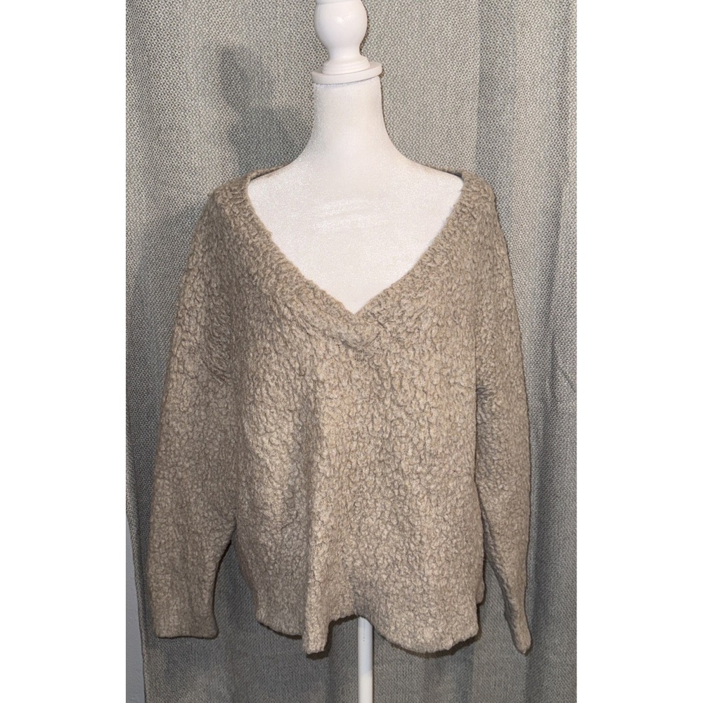 Maeve Anthropologie Slouchy Sweater Women Size Medium Beige Soft Wool Blend